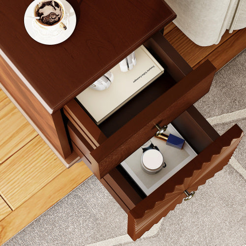 2 Drawer Modern Sofa Side Table, Narrow Side Table, Slim Nightstand for Living Room, Bedroom