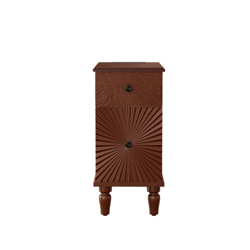 2 Drawer Modern Sofa Side Table, Narrow Side Table, Slim Nightstand for Living Room, Bedroom