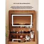 3 in 1 Vanity Desk with Plip Top Mirror, Small Make Up Vanity Set with Visible Glass Desktop, Compact Makeup Vanity with 3 Drawers, Dressing Table for Bedroom