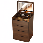3 in 1 Vanity Desk with Plip Top Mirror, Small Make Up Vanity Set with Visible Glass Desktop, Compact Makeup Vanity with 3 Drawers, Dressing Table for Bedroom