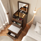 3 in 1 Vanity Desk with Plip Top Mirror, Small Make Up Vanity Set with Visible Glass Desktop, Compact Makeup Vanity with 3 Drawers, Dressing Table for Bedroom