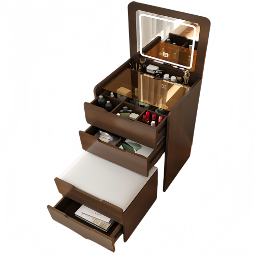 3 in 1 Vanity Desk with Plip Top Mirror, Small Make Up Vanity Set with Visible Glass Desktop, Compact Makeup Vanity with 3 Drawers, Dressing Table for Bedroom