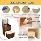 3 in 1 Vanity Desk with Plip Top Mirror, Small Make Up Vanity Set with Visible Glass Desktop, Compact Makeup Vanity with 3 Drawers, Dressing Table for Bedroom