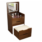 3 in 1 Vanity Desk with Plip Top Mirror, Small Make Up Vanity Set with Visible Glass Desktop, Compact Makeup Vanity with 3 Drawers, Dressing Table for Bedroom