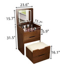3 in 1 Vanity Desk with Plip Top Mirror, Small Make Up Vanity Set with Visible Glass Desktop, Compact Makeup Vanity with 3 Drawers, Dressing Table for Bedroom