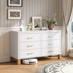 6-Drawer Double Dresser in Olive, Modern Storage Cabinet with Metal Handles & Solid Wood Legs, Dresser Drawer Organizer for Kids Bedroom, Heavy-Duty Wooden Dresser with Pre-Installed