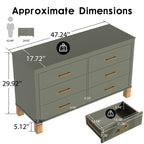6-Drawer Double Dresser in Olive, Modern Storage Cabinet with Metal Handles & Solid Wood Legs, Dresser Drawer Organizer for Kids Bedroom, Heavy-Duty Wooden Dresser with Pre-Installed