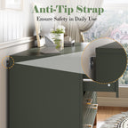 6-Drawer Double Dresser in Olive, Modern Storage Cabinet with Metal Handles & Solid Wood Legs, Dresser Drawer Organizer for Kids Bedroom, Heavy-Duty Wooden Dresser with Pre-Installed