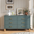 6-Drawer Double Dresser in Olive, Modern Storage Cabinet with Metal Handles & Solid Wood Legs, Dresser Drawer Organizer for Kids Bedroom, Heavy-Duty Wooden Dresser with Pre-Installed