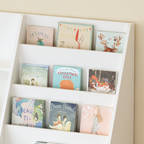 Kids Bookshelf and Toy Storage Organizer, Multifunctional 4 Tier Wooden Kids Book Shelf with Bookcase Display Stand in Kids Room Playroom Nursery for Kids, Children, Toddlers