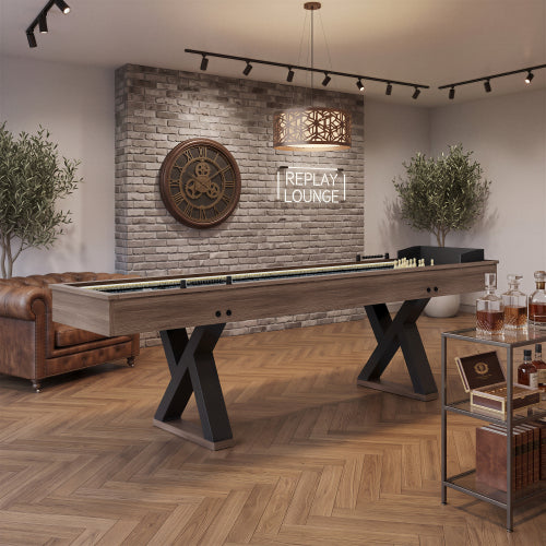 9FT Shuffleboard Table,2-in-1 Shuffleboard & Bowling Combo Game Set with LED Light Rail,Modern Style for Home & Game Room