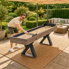 9FT Shuffleboard Table,2-in-1 Shuffleboard & Bowling Combo Game Set with LED Light Rail,Modern Style for Home & Game Room