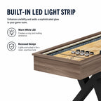 9FT Shuffleboard Table,2-in-1 Shuffleboard & Bowling Combo Game Set with LED Light Rail,Modern Style for Home & Game Room