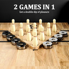 9FT Shuffleboard Table,2-in-1 Shuffleboard & Bowling Combo Game Set with LED Light Rail,Modern Style for Home & Game Room
