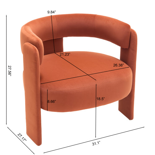 Accent Chair for Living Room, Velvet Comfy Single Sofa Chair Mid-Century Modern Armchair Wooden Legs for Bedroom Office Reading