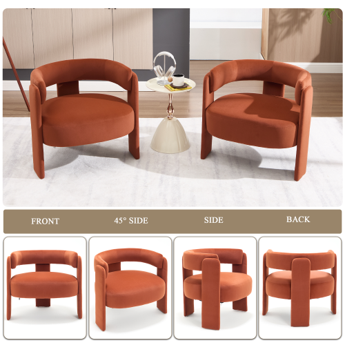 Accent Chair for Living Room, Velvet Comfy Single Sofa Chair Mid-Century Modern Armchair Wooden Legs for Bedroom Office Reading
