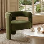 Accent Chair for Living Room, Velvet Comfy Single Sofa Chair Mid-Century Modern Armchair Wooden Legs for Bedroom Office Reading