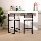 Bar Stools Set of 2 Paper Rope Weave Dining Chairs with Back Hand Weave Stools for Kichen Island, Bar & Counter
