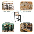 Bar Stools Set of 2 Paper Rope Weave Dining Chairs with Back Hand Weave Stools for Kichen Island, Bar & Counter