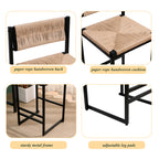 Bar Stools Set of 2 Paper Rope Weave Dining Chairs with Back Hand Weave Stools for Kichen Island, Bar & Counter