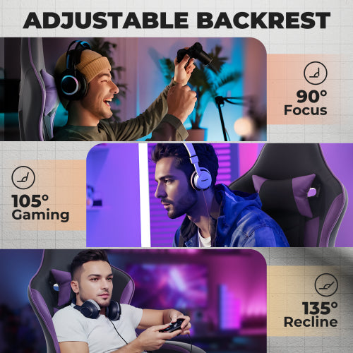 Gaming Chair, Ergonomic Computer Chair with Footrest and Massage Lumbar Support, Height Adjustable Swivel Video Game Chair for Adults, 300lb Max