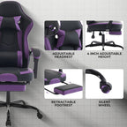 Gaming Chair, Ergonomic Computer Chair with Footrest and Massage Lumbar Support, Height Adjustable Swivel Video Game Chair for Adults, 300lb Max