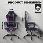 Gaming Chair, Ergonomic Computer Chair with Footrest and Massage Lumbar Support, Height Adjustable Swivel Video Game Chair for Adults, 300lb Max
