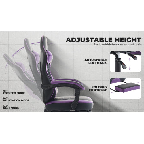Gaming Chair, Ergonomic Computer Chair with Footrest and Massage Lumbar Support, Height Adjustable Swivel Video Game Chair for Adults, 300lb Max