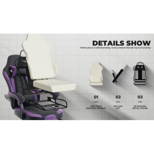 Gaming Chair, Ergonomic Computer Chair with Footrest and Massage Lumbar Support, Height Adjustable Swivel Video Game Chair for Adults, 300lb Max