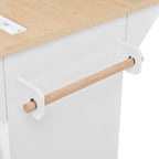 Large Kitchen Island with 2 Drop Leaf,Rolling Kitchen Cart on 5 Wheels with Power Outlet,Folding Storage Dining Table with Spice & Towel Rack , 3 Drawers, for Kitchen, Dining Room, White