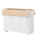 Large Kitchen Island with 2 Drop Leaf,Rolling Kitchen Cart on 5 Wheels with Power Outlet,Folding Storage Dining Table with Spice & Towel Rack , 3 Drawers, for Kitchen, Dining Room, White