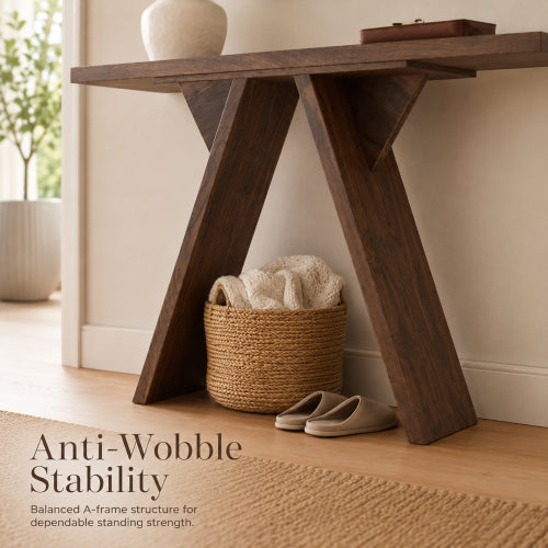 Console Table, 43.4-Inch Long Narrow Entryway Table with V-Shaped Base, Rustic Sofa Console for Hallway, Living Room, Behind Sofa