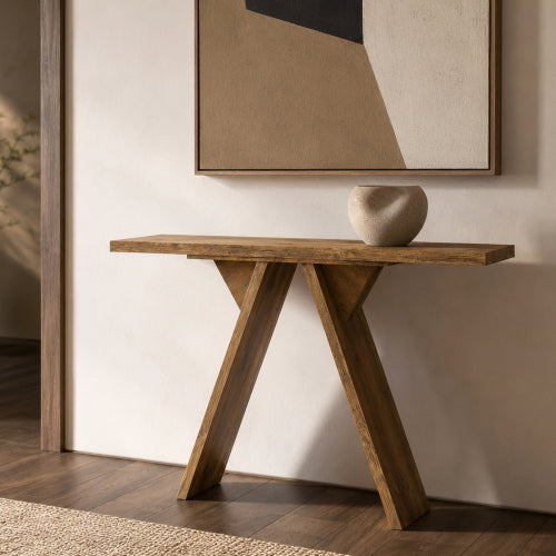 Console Table, 43.4-Inch Long Narrow Entryway Table with V-Shaped Base, Rustic Sofa Console for Hallway, Living Room, Behind Sofa