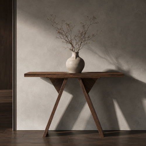 Console Table, 43.4-Inch Long Narrow Entryway Table with V-Shaped Base, Rustic Sofa Console for Hallway, Living Room, Behind Sofa