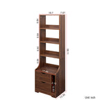 Night Stand with Bookshelf, Night Stand with 2 Storage Drawers for Bedroom