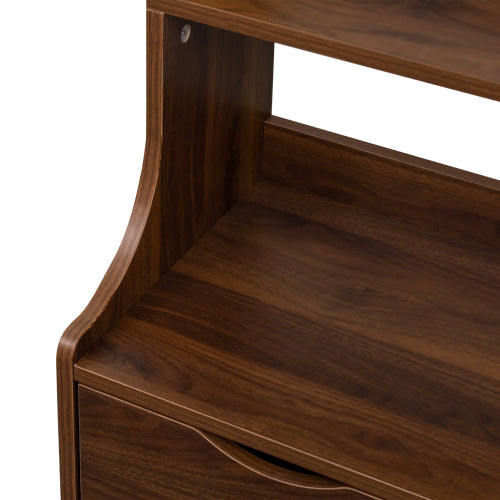 Night Stand with Bookshelf, Night Stand with 2 Storage Drawers for Bedroom