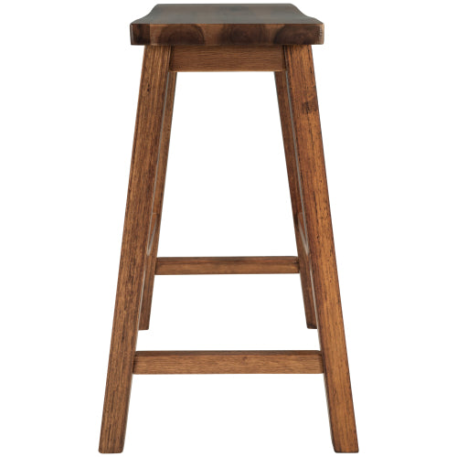 Farmhouse Rustic 2-piece Counter Height Wood Kitchen Dining Stools for Small Places, Walnut