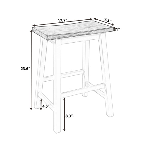 Farmhouse Rustic 2-piece Counter Height Wood Kitchen Dining Stools for Small Places, Walnut