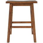 Farmhouse Rustic 2-piece Counter Height Wood Kitchen Dining Stools for Small Places, Walnut