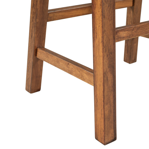 Farmhouse Rustic 2-piece Counter Height Wood Kitchen Dining Stools for Small Places, Walnut