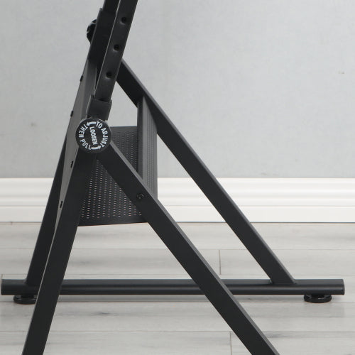 Black Adjustable Tempered Glass Drafting Printing Table with Chair