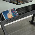 Black Adjustable Tempered Glass Drafting Printing Table with Chair